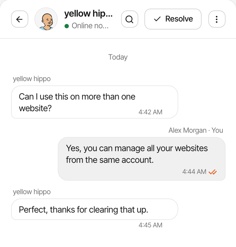 The same conversation in the Inbox on a phone.