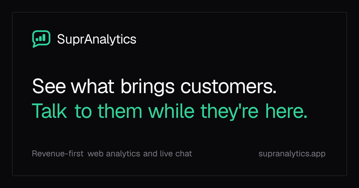 SuprAnalytics: revenue-first web analytics and live chat